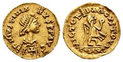 Pseudo-imperial coinage Pseudo-imperial coinage. In the name of Justinianus I. Tremissis. (Tomasini-JAN IIb, ¿404?). (R. Pliego-Unlisted). Anv.: PN IVSTINIA-NVS PP AVG. Diademed, draped bust right, cr