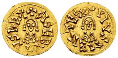 Sisebuto (612-621) Sisebuto (612-621). Tremissis. Mentesa (La Guardia). (Cnv-226 var). (R. Pliego-262a). Anv.: +SISEBVTVSRE. Rev.: +PIVSMENTESA. (letter A smaller in size and moved downwards). Au. 1,3