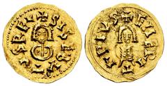 Sisebuto (612-621) Sisebuto (612-621). Tremissis. Emérita (Mérida). (Cnv-258.8). (R. Pliego-285a). Anv.: +SISEBVTVSREx. Rev.: +EMERI/T/APIVS. Au. 1,45 g. Attractive specimen. XF/Almost XF. Est...800,0