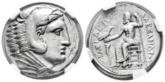 Greek Coins Kingdom of Macedon. Alexander III, "The Great". Tetradrachm. 322-320 BC. Posthumous issue of Amphipolis, by Philip III Arrhidaeus, under Antipater. (Price-108). Anv.: Head of Heracles righ