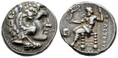 Greek Coins Seleukid Kingdom. Seleukos I Nikator. Tetradrachm. 282-281 a.C. Sardes. In the types of Alexander III of Macedon. (SC-3.3a). Anv.: Head of Herakles to right, wearing lion skin headdress. R