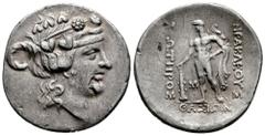 Greek Coins Thrace Islands. Thasos. Tetradrachm. 148-90/80 a.C. (Sng Cop-1039). (Bmc-72). (Hgc-6,359). Anv.: Head of Dionysos to right, wearing ivy wreath. Rev.: HPAKΛEOYΣ ΣΩTHPOΣ, Herakles standing t