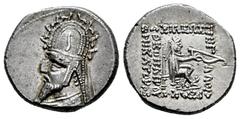 Greek Coins Kingdom of Parthia. Sinatrukes. Drachm. 93-69 a.C. Rhagai. (Sellwood-33.4 (Gotarzes I)). (Shore-114 (Gotarzes I)). (Sunrise-302). Anv.: Diademed and draped bust to left, wearing tiara. Rev