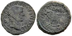 Celtiberian Coins Clunia. Time of Tiberius. Unit. 37-41 AD. Coruña del Conde (Burgos). (Abh-836). (Acip-3172). Anv.: TI. CAESAR. AVG. E AVGVSTVS. IMP. Laureate head of Tiberius right. Rev.: Bull left,