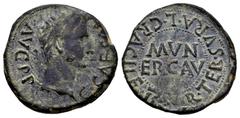 Celtiberian Coins Erkauika- Ercavica. Time of Caligula. Half unit. 36-41 AD. Cañaveradas (Cuenca). (Abh-1290). (Acip-3194). Anv.: C.CAESAR. AVG. P.P. Laureate head of Caligula right. Rev.: In the cent