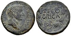 Celtiberian Coins Segobriga. Time of Tiberius. Unit. 14-36 AD. Saelices (Cuenca). (Abh-2186). (Acip-3244). Anv.: TI. CAESAR. DIVI. AVG. E AVGVS. F. IMP. VIII. around bare head of Tiberius right. Rev.: