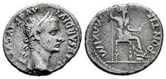 Roman Imperial Tiberius. Denarius. 14-37 d.C. Lugdunum. (Ric-I 30). (Bmcre-48). (Rsc-16a). Anv.: (TI) CAESAR DIVI AVG F AVGVSTVS. laureate head to right. Rev.: PONTIF MAXIM, Livia, as Pax, seated to r