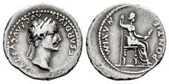 Roman Imperial Tiberius. Denarius. 14-37 d.C. Lugdunum. (Ric-26). (Seaby-16). Anv.: (TI) CAESAR DIVI AVG F AVGVSTVS, laureate head to right. Rev.: PONTIF MAXIM, Livia as Pax seated to right on chair w