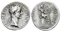 Roman Imperial Tiberius. Denarius. 14-37 d.C. Lugdunum. (Ric-I 30). (Bmcre-48). (Rsc-16a). Anv.: TI CAESAR DIVI AVG F AVGVSTVS. laureate head to right. Rev.: (PONTIF) MAXIM, Livia, as Pax, seated to r