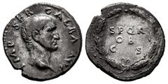 Roman Imperial Galba. Denarius. 68-69 d.C. Rome. (Ric-I 167). (Bmcre-34). (Rsc-287). Anv.: IMP SER GALBA AVG, bare head to right. Rev.: SPQR OB CS in three lines within oak wreath. Ag. 3,35 g. Delicat