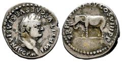 Roman Imperial Titus. Denarius. 80 d.C. Rome. (Ric-115). (Bmcre-43). (Rsc-303). Anv.: IMP TITVS CAES VESPASIAN AVG P M, laureate head right. Rev.: TR P IX IMP XV COS VIII P P, elephant wearing armour,
