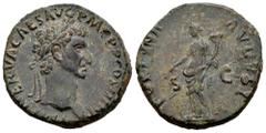 Roman Imperial Nerva. Unit. 97 d.C. Rome. (Ric-II 83). Anv.: IMP NERVA CAES AVG P M TR P COS III P P, laureate head to right. Rev.: FORTVNA AVGVST, Fortuna standing to left, holding rudder and cornuco