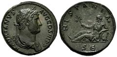 Roman Imperial Hadrian. Sestertius. 134-138 d.C. Rome. (Ric-II 851). (C-832). Anv.: HADRIANVS AVG COS III P P, laureate and draped bust right. Rev.: HISPANIA, Hispania reclining left holding branch an