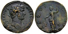 Roman Imperial Hadrian. Sestertius. 137-138 d.C. Rome. (Ric-2370). (Bmc-1482). (C-125). Anv.: HADRIANVS AVG COS III P P Laureate head to right. Rev.: AEQVITAS AVG. Aequitas standing front, head to lef
