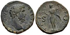 Roman Imperial Aelius. Sestertius. 137 d.C. Rome. (Ric-II 3.2689). (Banti-42). Anv.: L AELIVS CAESAR. Bare head right. Rev.: TR POT COS II. Fortuna-Spes standing left, holding flower in right hand and