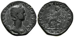 Roman Imperial Orbiana. Sestertius. 225-227 AD. Rome. (Ric-IV 655 (Alexander)). (Bmcre-296). Anv.: SALL BARBIA ORBIANA AVG, diademed and draped bust to right. Rev.: CONCORDIA AVGVSTORVM, Concordia sea