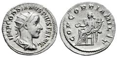 Roman Imperial Gordian III. Antoninianus. 240 AD. Rome. (Ric-IV 65). (Seaby-62). Anv.: IMP GORDIANVS PIVS FEL AVG. Radiate, draped and cuirassed bust to right. Rev.: CONCORDIA MILIT. Concordia seated 