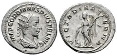 Roman Imperial Gordian III. Antoninianus. 243-244 d.C. Rome. (Ric-IV 156). (Rsc-353). Anv.: IMP GORDIANVS PIVS FEL AVG, radiate, draped and cuirassed bust to right. Rev.: VICTORIA AETERNA, Victory sta