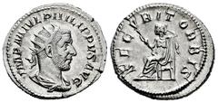 Roman Imperial Philip I. Antoninianus. 244-247 d.C. Rome. (Ric-IV 48b). (Rsc-215). Anv.: IMP M IVL PHILIPPVS AVG, radiate, draped and cuirassed bust to right. Rev.: SECVRIT ORBIS, Securitas seated to 