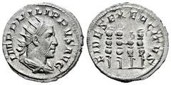Roman Imperial Philip I. Antoninianus. 247-249 d.C. Rome. (Ric-IV 62). (Rsc-50). Anv.: IMP PHILIPPVS AVG, radiate, draped and cuirassed bust to right. Rev.: FIDES EXERCITVS, four standards. Ag. 3,74 g