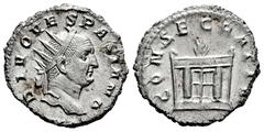 Roman Imperial Divus Vespasian. Antoninianus. 250-251 d.C. Mediolanum. (Ric-80). (Seaby-652). Anv.: VESPASIAN DIVO VESPASIANO. Radiated head right. Rev.: CONSECRATIO. Lighted altar. Ag. 3,47 g. Scarce