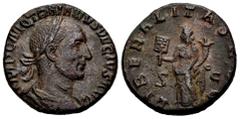Roman Imperial Trajan Decius. Unit. 249-251 d.C. Rome. (Ric-120b). Anv.: IMP C M Q TRAIANVS DECIVS AVG. Laureate, draped and cuirassed bust right. Rev.: LIBERALITAS AVG. Liberalitas standing facing, h