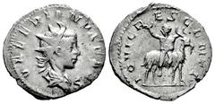 Roman Imperial Valerian II. Antoninianus. 256 d.C. Colonia Agrippinensis. (Ric-V 1,3). (Mir-907e). Anv.: VALERIANVS CAES. Radiate and draped bust to right. Rev.: IOVI CRESCENTI. Infant Jupiter riding 
