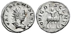 Roman Imperial Valerian II. Antoninianus. 256 d.C. Colonia Agrippinensis. (Ric-V 1,3). (Mir-907e). Anv.: VALERIANVS CAES. Radiate and draped bust to right. Rev.: IOVI CRESCENTI. Infant Jupiter riding 