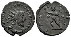 Roman Imperial Victorinus. Antoninianus. 268-270 d.C. Uncertain mint. (Ric-114). Anv.: IMP C VICTORINVS P F AVG, Radiate, draped and cuirassed bust right. Rev.: INVICTVS, Sol advancing to left, hand r