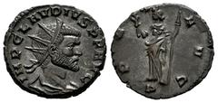 Roman Imperial Claudius II, Gothicus. Antoninianus. 268-270 d.C. Milano. (Ric-157 var). (Cohen-202 var). Anv.: IMP CLAVDIVS P F AVG. Radiate, draped and cuirassed bust of Claudius II to right. Rev.: P