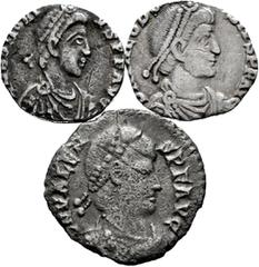 Large Lots Lot of 3 coins from the Roman Empire. Siliquas of Honorius, Theodosius and Valens. Different mints. Ar. TO EXAMINE. Almost VF. Est...200,00. Spanish Description: Lote de 3 monedas del Imper