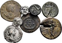 Large Lots Lot of 8 coins from ancient Greece and the Roman Empire. Miscellaneous containing different values and types of Mysia, Lykia, Nagidos (Fourée stater), Severina, Julian II and Faustina II. A
