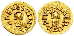 Visigothic Coins Suinthila (621-631). Tremissis. Emérita (Mérida). (R. Pliego-393d). (Cnv-327.4). Anv.: + SVINTHILAREX. Rev.: + EMERI/T/APIVS•. Au. 1,47 g. XF. Est...1000,00. Spanish Description: Suin