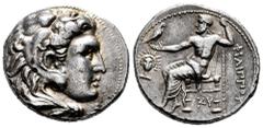 Greek Coins Kingdom of Macedon. Philip III Arrhidaios. Tetradrachm. 323-318/7 BC. Babylon. In the types of Alexander III. Struck under Archon, Dokimos, or Seleukos I. (Price-P205). Anv.: Head of Herak