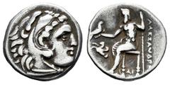 Greek Coins Kingdom of Macedon. Antigonos I Monophthalmos. Drachm. 310-301 BC. Lampsakos. In the name and types of Alexander III. (Price-1382). (Müller-612). (Sng Cop-887). Anv.: Head of Herakles to r
