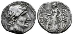 Greek Coins Seleukid Kingdom. Antiochos I Soter. Tetradrachm. 268-261 BC. Aï Khanoum. (SC-438.1a). (Hgc-9,128i). Anv.: Diademed head to right. Rev.: Apollo Delphios seated to left on omphalos, testing