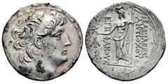 Greek Coins Seleukid Kingdom. Antiochos VIII Epiphanes (Grypos). Tetradrachm. SE 196 = 117/6 BC. Damaskos. (SC-2323). (Hgc-9, 1197f). (DCA-266). Anv.: Diademed head to right. Rev.: ΒAΣΙΛEΩΣ ΑNTIOXOY E