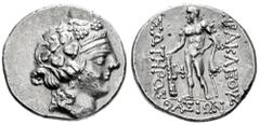 Greek Coins Thrace Islands. Thasos. Tetradracma. 148 BC. (Sng Cop-1039). (S-1759). Anv.: Head of Dionysos to right, wearing ivy wreath. Rev.: HPAKΛEOYΣ ΣΩTHPOΣ, Herakles standing to left, holding club