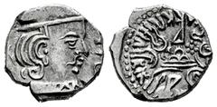 Greek Coins Indo-Skythians. Western Kshatrapas. Drachm. SE 156/160 = 234-238 AD. Viradaman. (Senior-Tipo 349). Anv.: King's bust to right wearing a satrapal cap; uncertain date behind. Rev.: 3-arched 