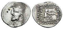 Greek Coins Kingdom of Parthia. Mithradates III. Drachm. 87-79 BC. Ekbatana. (Sellwood-31.5 (Orodes I)). (Shore-122 (Orodes I)). Anv.: Bust to left, wearing tiara decorated with eight-rayed star. Rev.