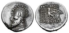 Greek Coins Kingdom of Parthia. Sinatrukes. Drachm. 93-69 BC. Rhagai. (Sellwood-33.4 (Gotarzes I)). (Shore-114 (Gotarzes I)). (Sunrise-302). Anv.: Diademed and draped bust to left, wearing tiara. Rev.