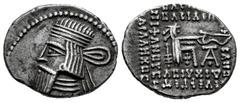 Greek Coins Kingdom of Parthia. Artabanos IV. Drachm. 10-38 AD. Ekbatana. (Sellwood-63.6 (Artabanos II)). (Shore-341/3 (Artabanos II)). (Sunrise-412). Anv.: Diademed bust to left, with long square cut