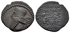 Greek Coins Kingdom of Parthia. Pakoros I. Drachm. 78-120 AD. Ekbatana. (Sellwood-78.3 (Vologases III)). (Shore-413 (Vologases III)). Anv.: Diademed head to left, with long beard. Rev.: Archer (Arsake