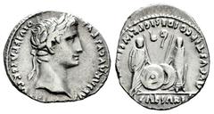 Roman Imperatorial Augustus. Denarius. 7-6 a. C. Lugdunum. (Ffc-22). (Ric-207). (Cal-852). Anv.: CAESAR AVGVSTVS DIVI. F. PATER. PATRIE, his laureate head right. Rev.: C.L. CAESARES AVGVSTI. F. COS. D