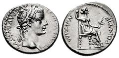 Roman Imperial Tiberius. Denarius. 14-37 AD. Lugdunum. (Ric-I 30). (Bmcre-48). (Rsc-16a). Anv.: TI CAESAR DIVI AVG F AVGVSTVS. laureate head to right. Rev.: PONTIF MAXIM. Livia, as Pax, seated to righ