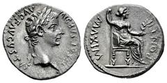 Roman Imperial Tiberius. Denarius. 36-37 AD. Lugdunum. (Ric-I 30). (Bmcre-48). (Rsc-16a). Anv.: TI CAESAR DIVI AVG F AVGVSTVS, laureate head to right. Rev.: PONTIF MAXIM, Livia, as Pax, seated to righ