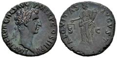 Roman Imperial Nerva. Unit. 97 AD. Rome. (Ric-II, 77). (Bmcre-127). Anv.: IMP NERVA CAES AVG P M TR P COS III P P. Laureate head to right. Rev.: AEQVITAS AVGVST. Aequitas standing facing, head to left
