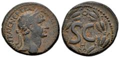 Roman Imperial Trajan. Seleucis and Pieria. Dupondius. 98-117 AD. Antioch. (McAlee-487h). (Rpc-III 3590). Anv.: (ΑΥΤ)ΟΚΡ ΚΑΙC ΝЄΡ ΤΡΑΙΑΝΟC CЄΒ Γ(ЄΡΜ ΔAK) Laureate head of Trajan to right. Rev.: Large 