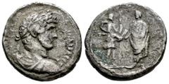 Roman Imperial Hadrian. Tetradrachm. RY 15 = 130/1 AD. Alexandria. Egypt. (Dattari-1268). (Emmett-845). (RPC-III 5768). Anv.: (AVT KAI TPAI AΔPIA) CЄB, laureate, draped and cuirassed bust to right, se
