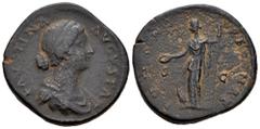 Roman Imperial Faustina Junior. Sestertius. 161-175 AD. Rome. (Ric-III 1651 (Marcus Aurelius). Anv.: FAVSTINA AVGVSTA. Draped bust right, wearing circlet of pearls, chignon also adorned with pearls. R